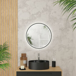 Miroir rond salle de bain noir