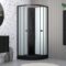Cabine de douche 1/4 de cercle 85x85x200 cm - Portes coulissantes - Receveur Noir Mat