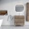 Meuble de salle de bains 80cm 3 tiroirs Chêne Foncé - Vasque céramique blanche - JOTA
