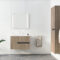 Meuble de salle de bains 80cm Chêne Foncé 2 tiroirs avec Vasque céramique blanche - ONE