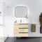 Meuble de salle de bains 80cm Chêne Clair 3 tiroirs avec Vasque céramique blanche - ONE