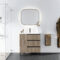 Meuble de salle de bains 80cm Chêne Foncé 3 tiroirs avec Vasque céramique blanche - ONE