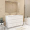 Meuble Salle de Bains 120 cm Laqué Blanc 6 Tiroirs, Vasque, Miroirs 60x80 et Réglettes Led - XENOS