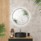 Miroir salle de bain ROND avec éclairage LED et contour noir - Diam 60cm
