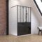 Pack Paroi de douche 120x200 cm noir mat + Receveur extra plat à poser blanc - caniveau