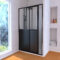 Pack Porte Coulissante Noir Mat + Receveur Blanc 120x80x204 cm et Colonne de Douche Thermostatique