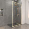 Paroi de Douche 120x200cm + Grille Finition Or Doré Brossé + Receveur gris effet pierre 120x80x4cm