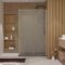 Paroi de douche 120 x 200 HINATA - style Japandi courbes douces - Cadre effet Bois – Verre 6mm