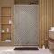 Porte de douche 120 coulissante HINATA - style Japandi géométrique - Cadre effet Bois - Verre 6mm