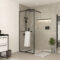Paroi de Douche Noir Mat 80x200cm - Porte-serviette et étagère - DARK CONTOURING SHELF