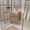 Meuble de salle de bains 50 cm TIMBER - Décor Chêne Naturel 2 tiroirs avec Vasque blanche