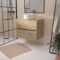 Meuble de salle de bains suspendu 70cm TIMBER Décor Chêne 2 tiroirs Vasque blanche à poser