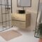 Meuble de salle de bains suspendu 70cm TIMBER Décor Chêne 2 tiroirs Vasque noire à poser