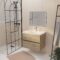 Meuble de salle de bains suspendu 70 TIMBER Décor Chêne 2 tiroirs Vasque blanche et miroir LED 70x50