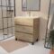 Meuble de salle de bains 70 cm TIMBER - Décor Chêne Naturel 3 tiroirs avec Vasque blanche