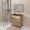 Meuble de salle de bains 70 cm TIMBER - Décor Chêne Naturel 3 tiroirs avec Vasque noire