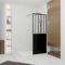 Paroi de douche 80x200 cm type Verriere - Verre trempe et Structure aluminium noir mat - GLASSY