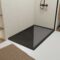 Receveur en acrylique Noir Effet Pierre 80x120x4 cm + Grilles Linéaires Chrome et Noire Mate