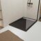 Receveur en acrylique Noir Effet Pierre 90x120x4 cm + Grilles Linéaires Chrome et Blanche Mate
