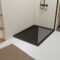 Receveur en acrylique Noir Effet Pierre 90x120x4 cm + Grilles Linéaires Chrome et Noire Mate