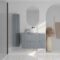 Meuble et colonne de Salle de Bains LEON 80cm Gris souris - Façades Ondulées - Vasque Ronde 36cm