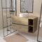 Meuble de salle de bains 100cm TIMBER Décor Chêne 2 Tiroirs et Module - Vasque Ronde Blanche