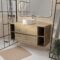 Meuble de salle de bains 120 cm TIMBER - Décor Chêne, 2 tiroirs, Vasque blanche à poser