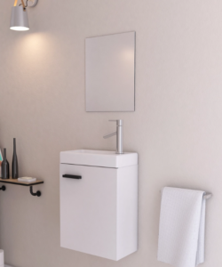 Ensemble Meuble Lave Mains Blanc 41x50x22cm Miroir SMALLY WHITE