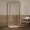 Porte de Douche Pivotante et Retour 90x90x200cm - Profilés Alu Effet Bois - Verre Trempé 6mm