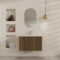 Meuble Salle de Bains YUKI 60 2 Tiroirs Décor Chêne et Noir - Vasque Blanche - Miroir Ovale 50x80
