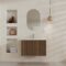 Meuble Salle de Bains YUKI 80 2 Tiroirs Décor Chêne et Noir - Vasque Blanche - Miroir Ovale 50x80