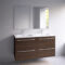 Pack Meuble de Salle de Bains 130 cm Vieux Chêne Brun - 4 Tiroirs - Vasque Double en Résine
