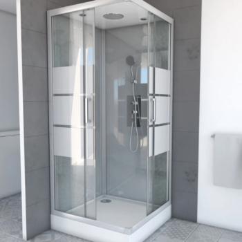 cabine de douche avec fond gris
