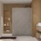 Paroi de douche 140x200 HINATA - Style Japandi Geometrique - Cadre Effet Bois - Verre 6mm