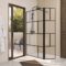 Paroi de Douche avec Volet Pivotant 120+40x195cm - Verre 8mm Anticalcaire - Motifs et Profilés Noir