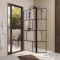 Paroi de Douche avec Volet Pivotant 80+40x195cm - Verre 8mm Anticalcaire - Motifs et Profilés Noir