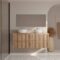 Meuble de Salle de Bains LEON 120cm Décor Bois - 4 Tiroirs en MDF Ondules - Vasques Rondes 36cm