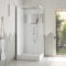 Cabine de Douche Carrée 90x90cm Porte Pivotante - Blanche - Bande Effet Miroir - SQUARE STRIPE