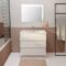 Ensemble Meuble de salle de bain blanc 80 cm sur pied 3 tiroirs + vasque ceramique blanche + miroir