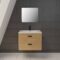 Meuble salle de bain 60 cm suspendu 2 tiroirs finition Bois avec vasque et miroir - BOX-IN 60 WOOD