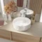VASQUE TERRAZZO GRIS - Diam 35cm x 12cm - RONDE EN CERAMIQUE BLANC MAT