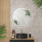 Miroir salle de bain ROND avec éclairage LED et contour noir - Diam 70cm