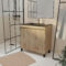 Meuble de salle de bains 80 cm 2 Portes Chêne Naturel + Vasque Céramique Noire - TIMBER