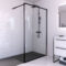 Paroi de douche 120x200cm + receveur a poser 120x80cm - cadre et barre noir mat - CONTOURING 120