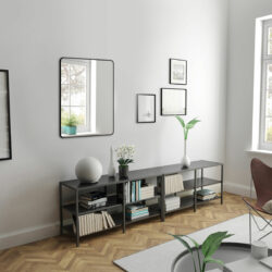 Miroir simple avec encadrement aluminium au bords arrondis