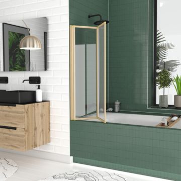 pare baignoire 2 volets en verre transparent pour petite salle de bain