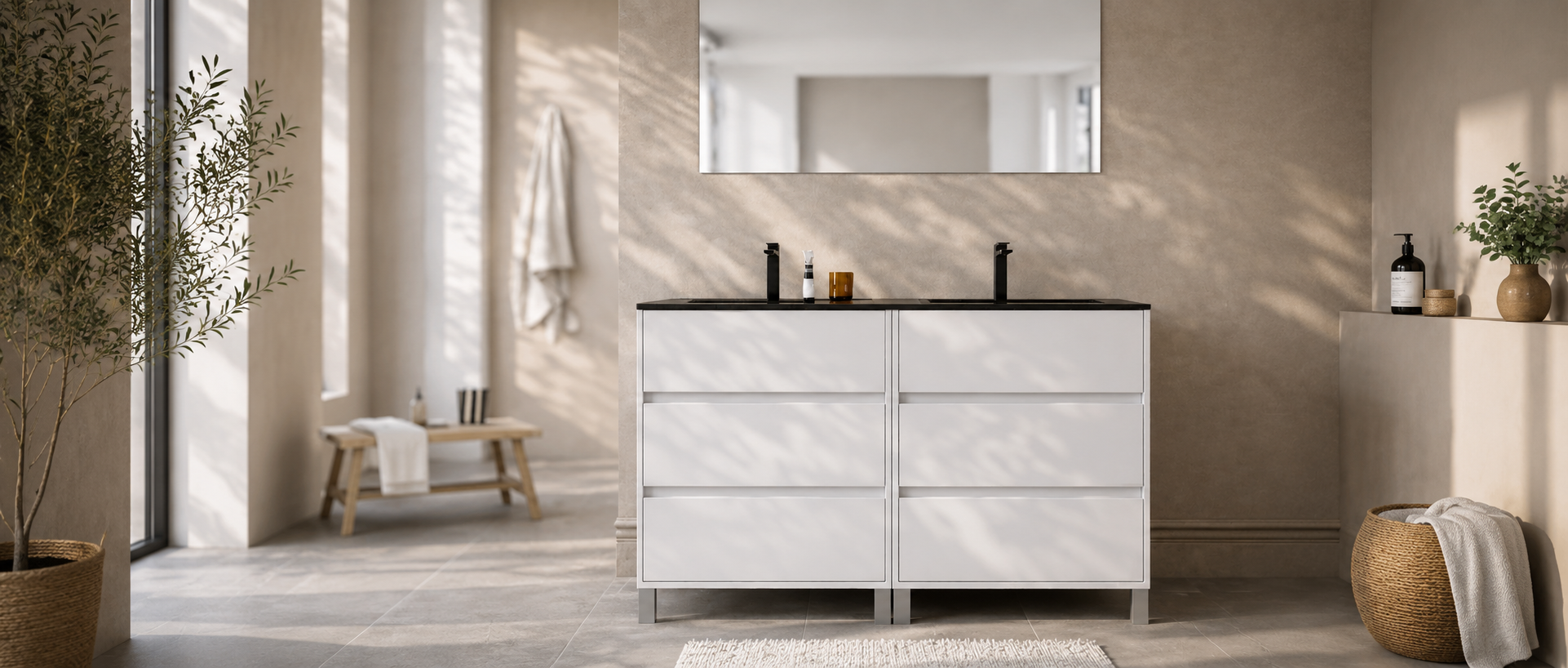 meuble salle de bains blanc double vasque